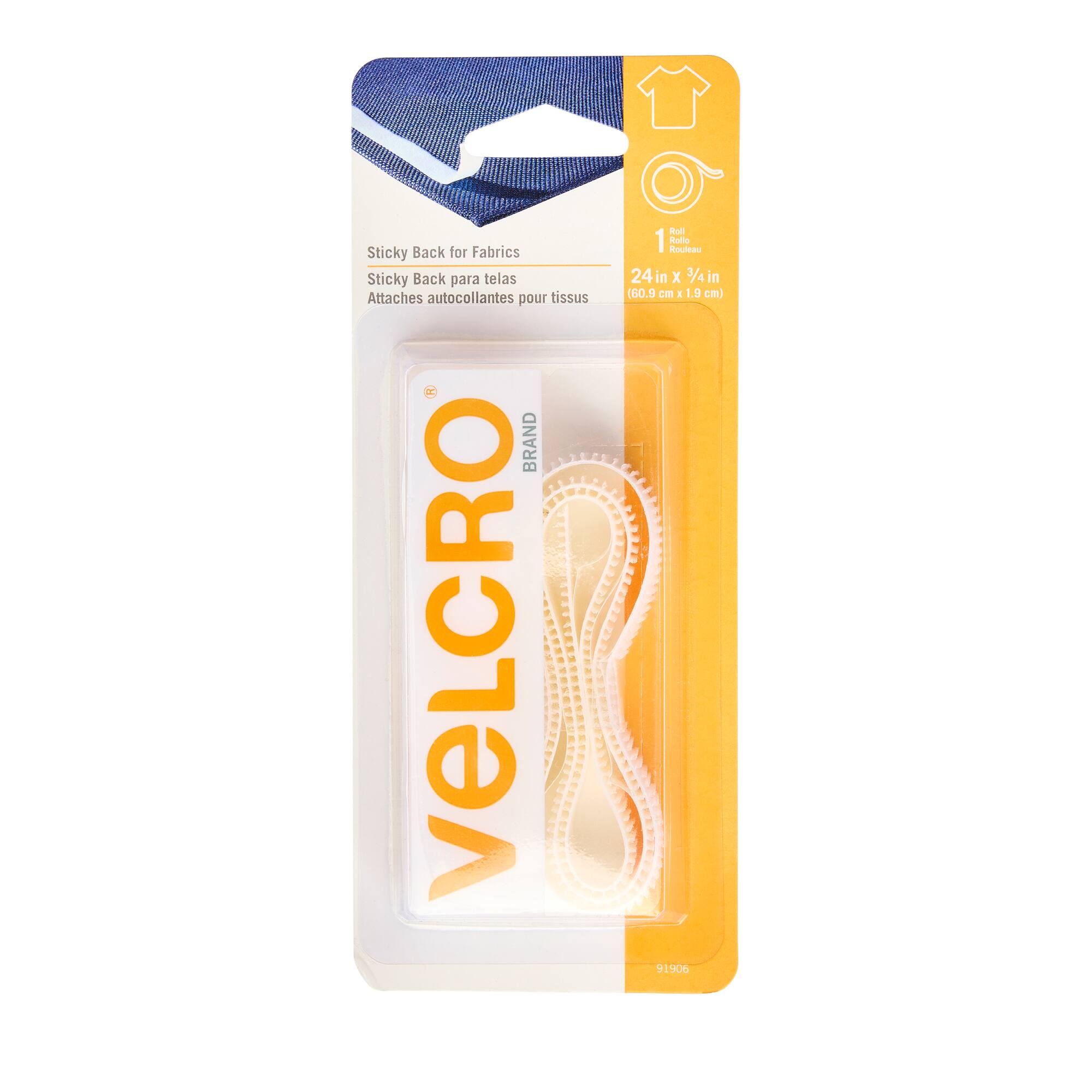 6 Pack: VELCRO® Brand Sticky Back for Fabrics White Tape
